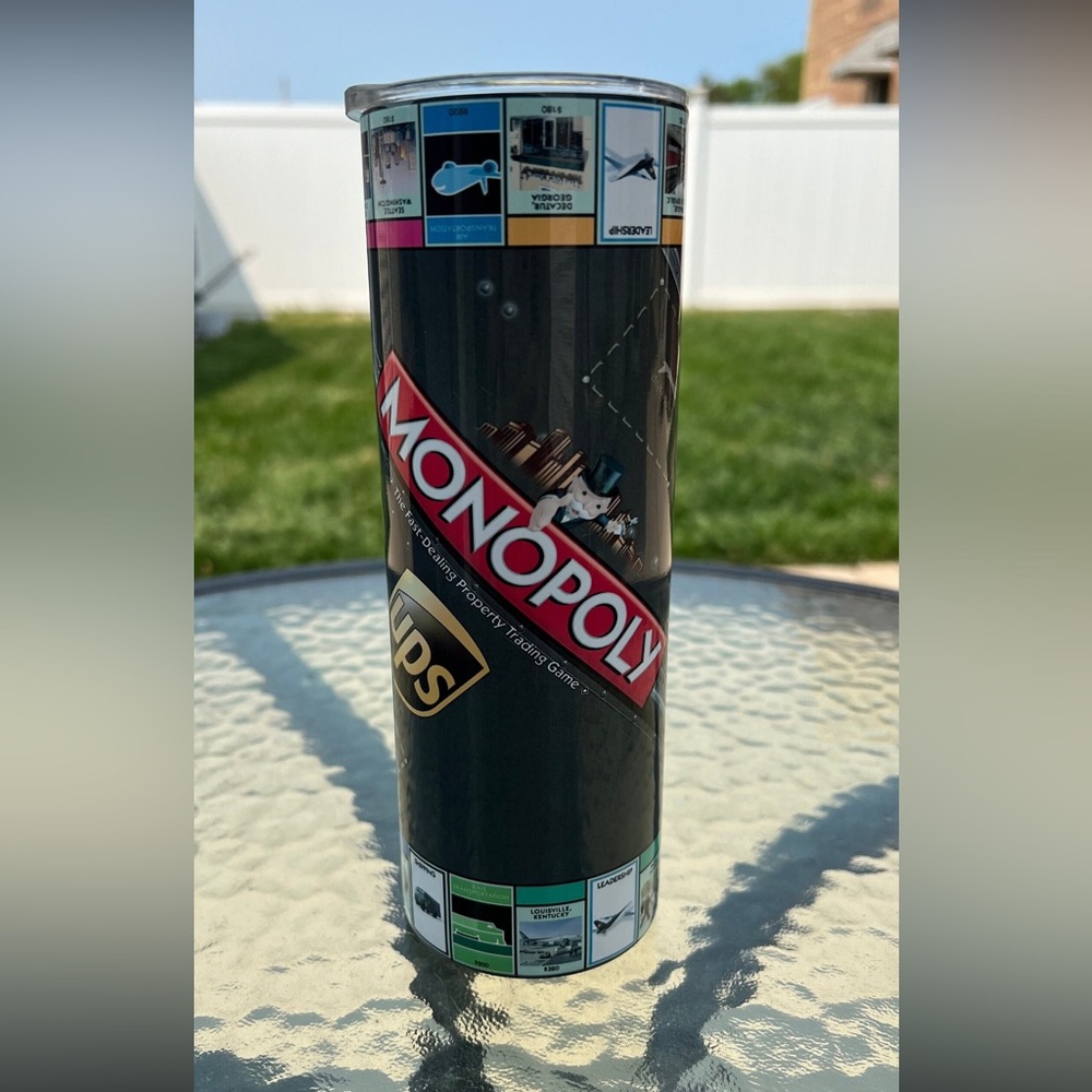 United Parcel Service Monopoly Inspired Travel Tumbler 20oz package handler